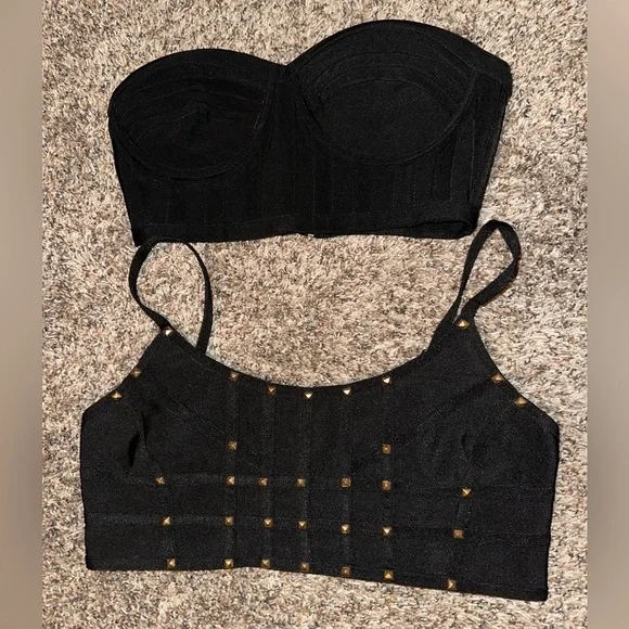 AKIRA Black - 3 Crop Top Corset Bra Top Bustier - Picture 4 of 9